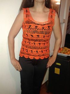 polera naranja a horquilla Talla M $6.000