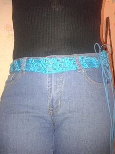 cinturon tejido azul $1.500